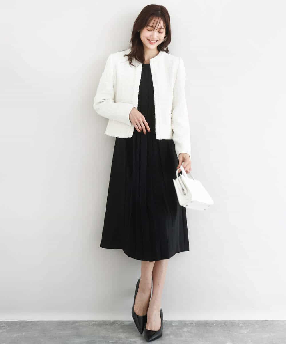 FUEDD03230 MK MICHEL KLEIN(MK ミッシェルクラン) [洗える]サテンジョーゼット プリーツワンピース ライトグレー