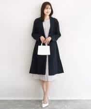 FUEDD03230 MK MICHEL KLEIN(MK ミッシェルクラン) [洗える]サテンジョーゼット プリーツワンピース ライトグレー