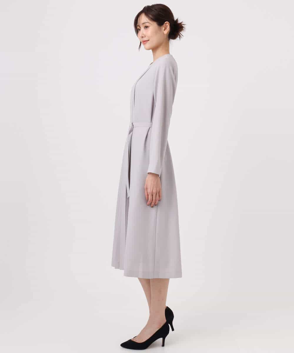FUEDD03230 MK MICHEL KLEIN(MK ミッシェルクラン) [洗える]サテンジョーゼット プリーツワンピース ライトグレー