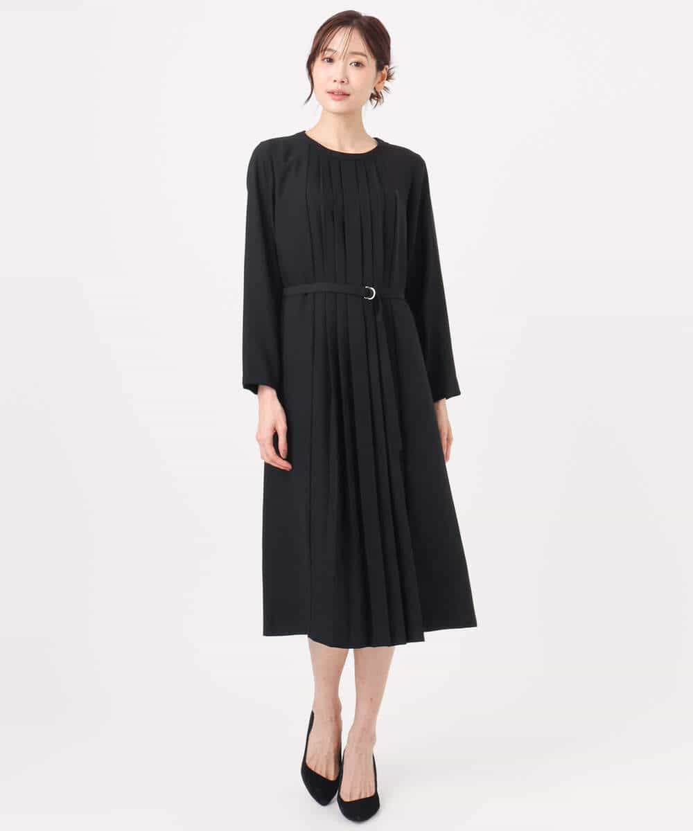 FUEDD03230 MK MICHEL KLEIN(MK ミッシェルクラン) [洗える]サテンジョーゼット プリーツワンピース ライトグレー