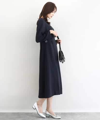 FUEDD04230 MK MICHEL KLEIN [洗える]サテンジョーゼット サイドベルトワンピース