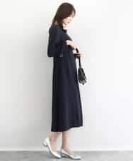 FUEDD04230 MK MICHEL KLEIN(MK ミッシェルクラン) [洗える]サテンジョーゼット サイドベルトワンピース ネイビー