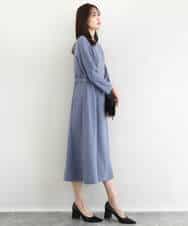 FUEDD04230 MK MICHEL KLEIN(MK ミッシェルクラン) [洗える]サテンジョーゼット サイドベルトワンピース ネイビー