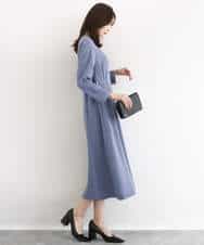 FUEDD04230 MK MICHEL KLEIN(MK ミッシェルクラン) [洗える]サテンジョーゼット サイドベルトワンピース ネイビー