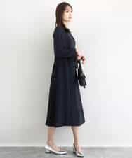 FUEDD04230 MK MICHEL KLEIN(MK ミッシェルクラン) [洗える]サテンジョーゼット サイドベルトワンピース ネイビー