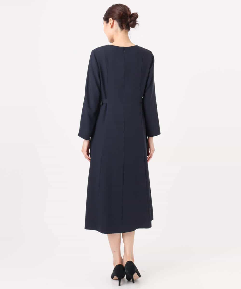 FUEDD04230 MK MICHEL KLEIN(MK ミッシェルクラン) [洗える]サテンジョーゼット サイドベルトワンピース ネイビー