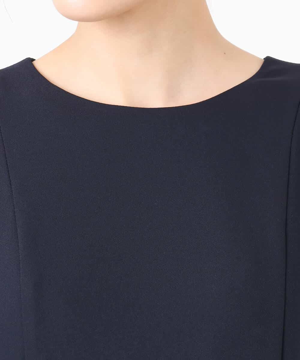 FUEDD04230 MK MICHEL KLEIN(MK ミッシェルクラン) [洗える]サテンジョーゼット サイドベルトワンピース ネイビー