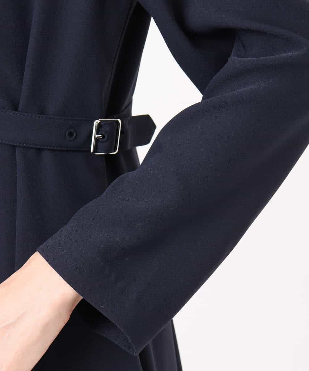 FUEDD04230 MK MICHEL KLEIN(MK ミッシェルクラン) [洗える]サテンジョーゼット サイドベルトワンピース ネイビー