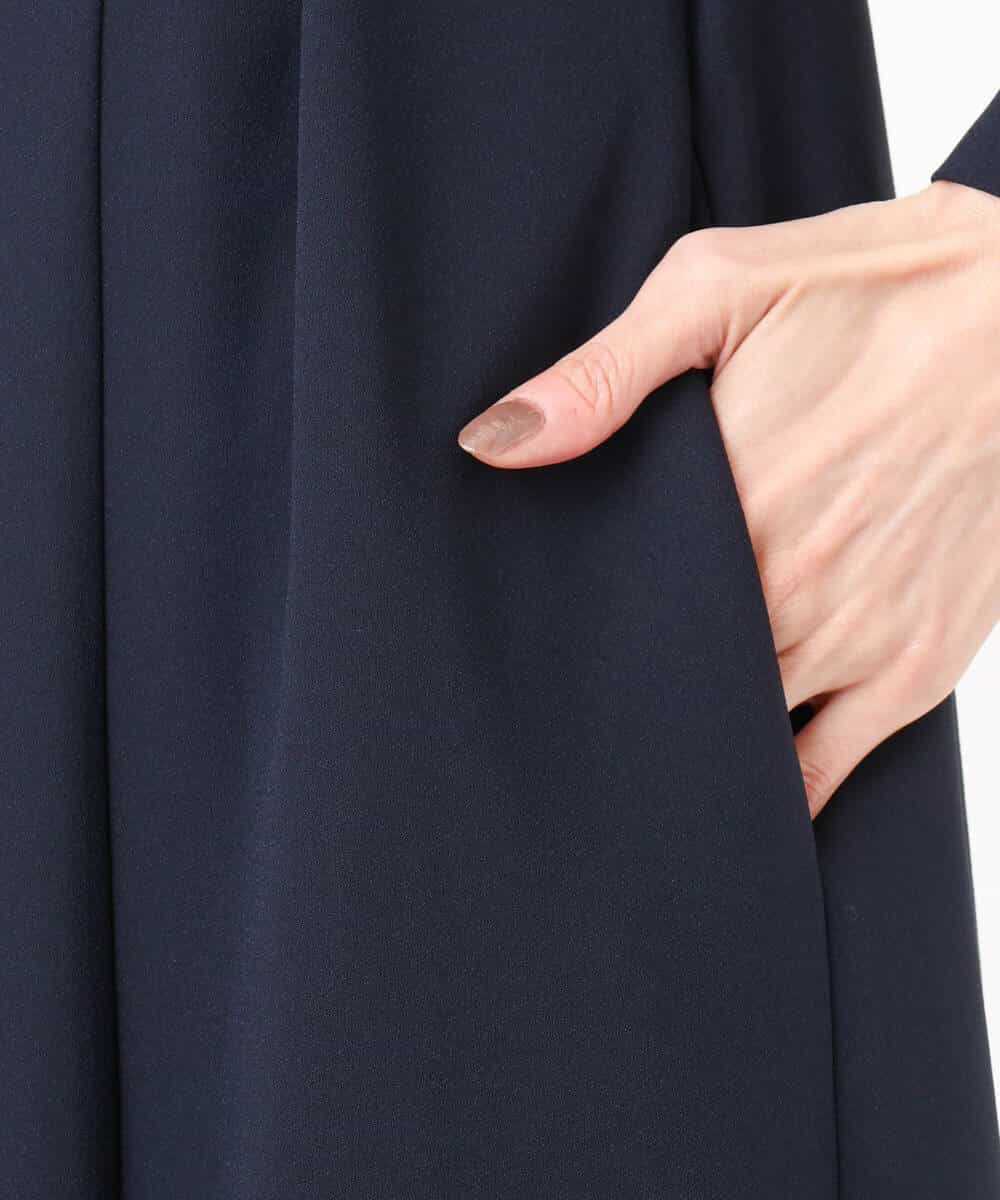 FUEDD04230 MK MICHEL KLEIN(MK ミッシェルクラン) [洗える]サテンジョーゼット サイドベルトワンピース ネイビー