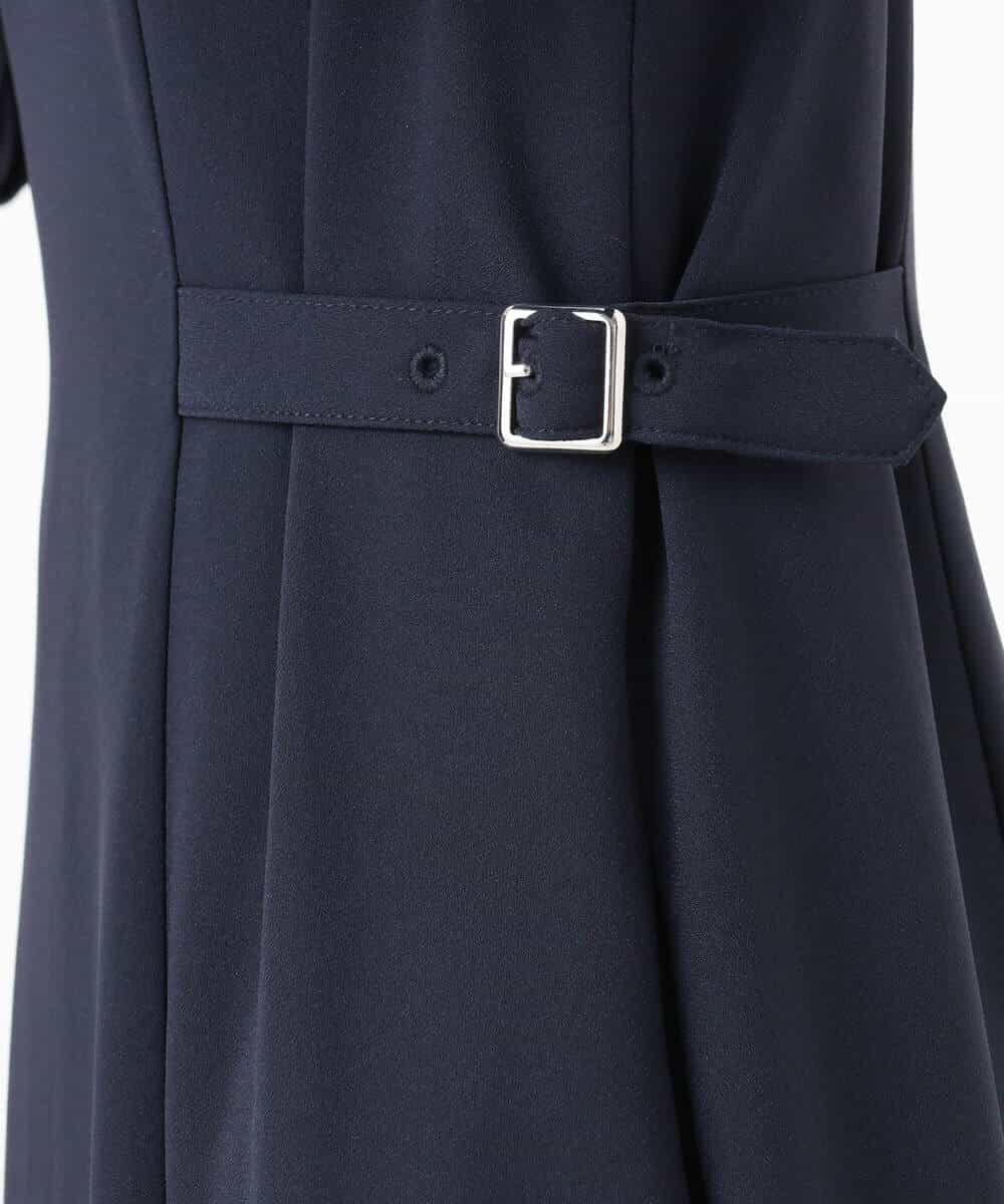 FUEDD04230 MK MICHEL KLEIN(MK ミッシェルクラン) [洗える]サテンジョーゼット サイドベルトワンピース ネイビー