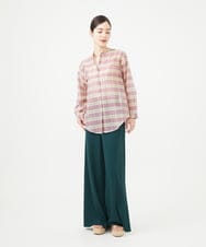 GBBGB35300 Sybilla(シビラ) 先染めチェックバンドカラーブラウス パープル系