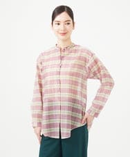 GBBGB35300 Sybilla(シビラ) 先染めチェックバンドカラーブラウス パープル系