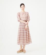 GBBGB36300 Sybilla(シビラ) 先染めチェックドルマンスリーブブラウス パープル系