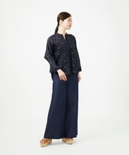 GBBGE41300 Sybilla(シビラ) ダイヤ刺繍リネンブラウス ダークネイビー