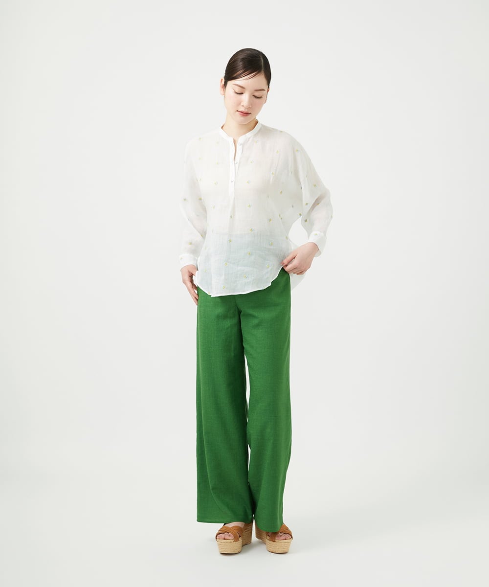 GBBGE41300 Sybilla(シビラ) ダイヤ刺繍リネンブラウス ホワイト