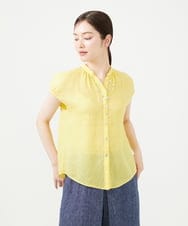 GBBHD30270 Sybilla(シビラ) リネンローンパフスリーブボタンブラウス ライトイエロー