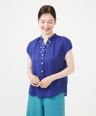GBBHD30270 Sybilla(シビラ) リネンローンパフスリーブボタンブラウス ブルー