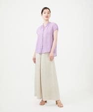 GBBHD30270 Sybilla(シビラ) リネンローンパフスリーブボタンブラウス ラベンダー