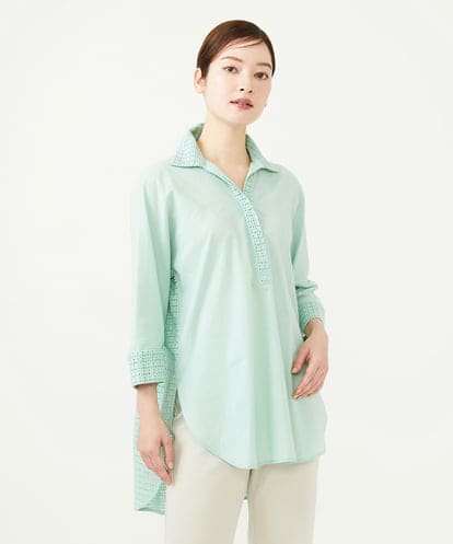 GBBJD31300 Sybilla コットンレースドッキングロングブラウス