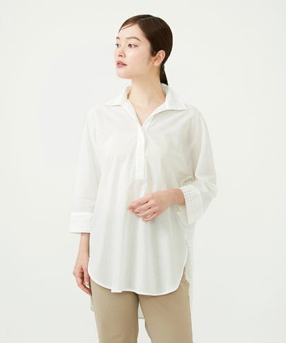 GBBJD31300 Sybilla コットンレースドッキングロングブラウス