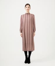 GBECD01700 Sybilla(シビラ) ジオメトリックオパールハイネックドレス レッド系