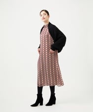 GBECD01700 Sybilla(シビラ) ジオメトリックオパールハイネックドレス レッド系