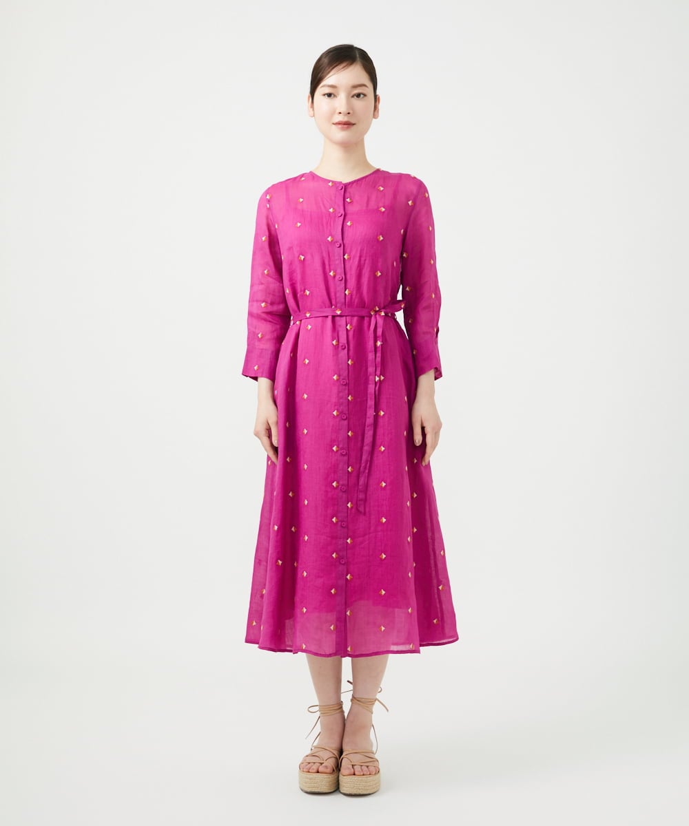 GBEGE41500 Sybilla(シビラ) ダイヤ刺繍リネンドレス フューシャ