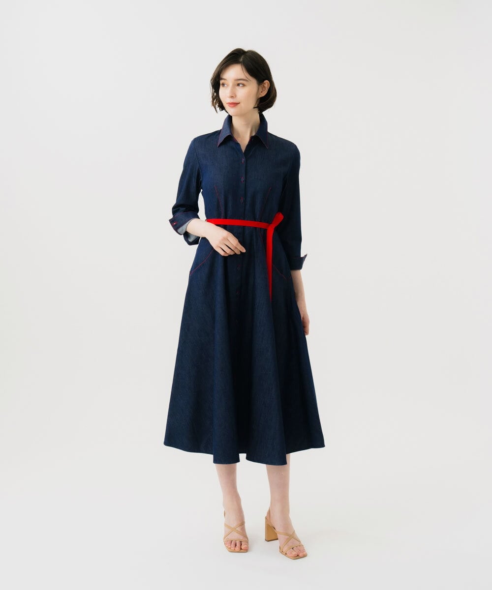 GBEGF06600 Sybilla(シビラ) 【再入荷】ステッチデニムドレス ネイビー