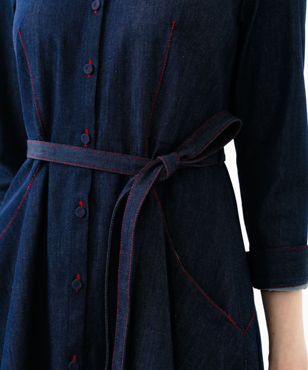 GBEGF06600 Sybilla(シビラ) 【再入荷】ステッチデニムドレス ネイビー