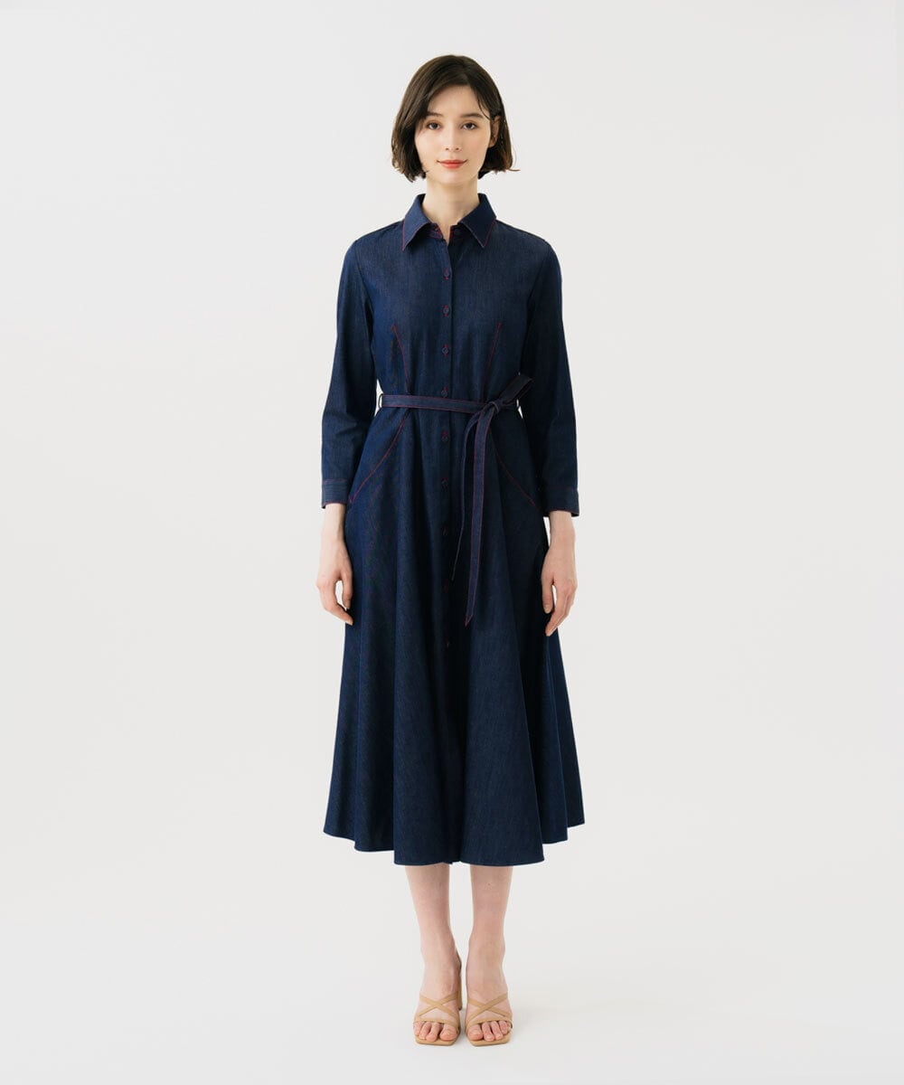 GBEGF06600 Sybilla(シビラ) 【再入荷】ステッチデニムドレス ネイビー