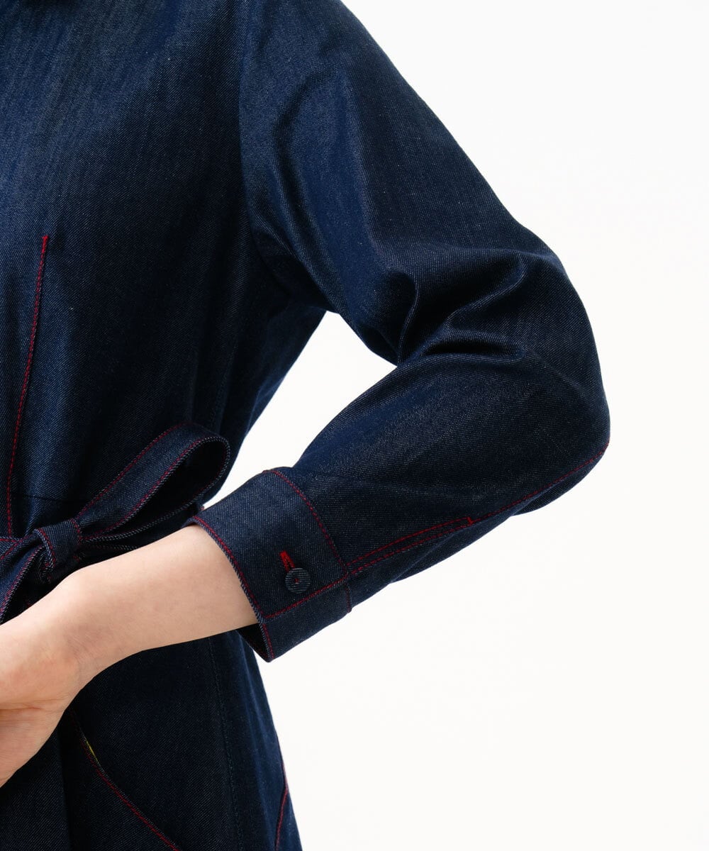 GBEGF06600 Sybilla(シビラ) 【再入荷】ステッチデニムドレス ネイビー