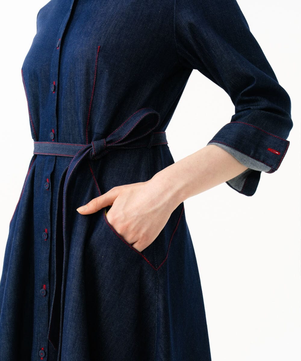 GBEGF06600 Sybilla(シビラ) 【再入荷】ステッチデニムドレス ネイビー