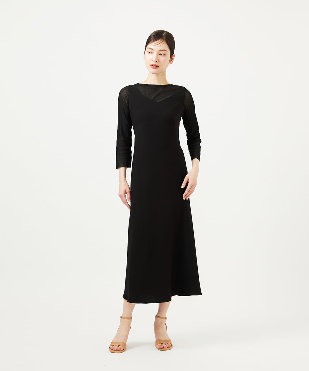 GBEJA04800 Sybilla(シビラ) Vネックロングドレス ブラック