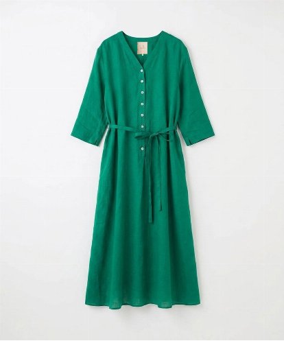 GBEJA42540 Sybilla リネンローンボタンデザインドレス