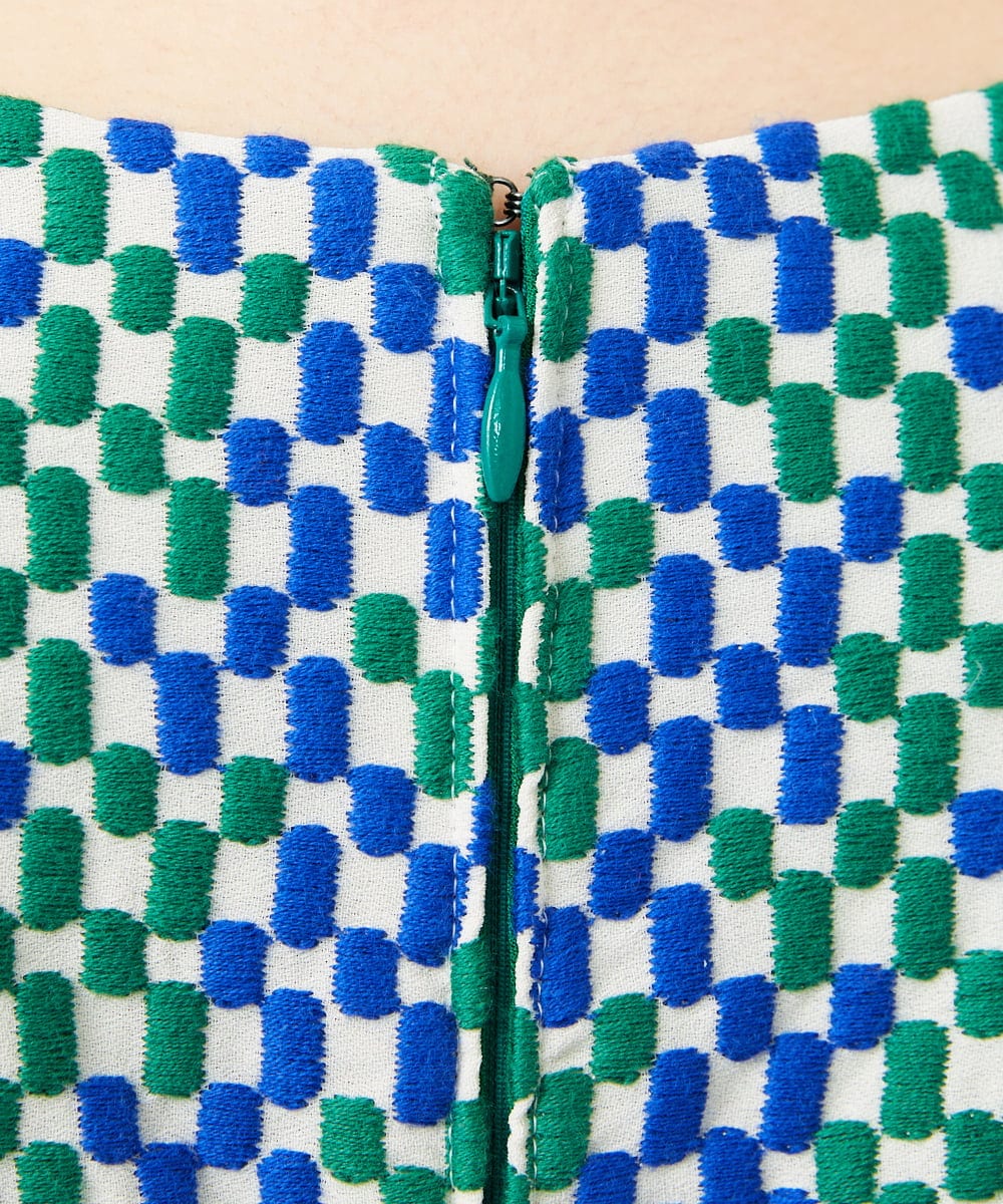 GBEYD05100 Sybilla(シビラ) スクエアドット刺繍ドレス ブルー系