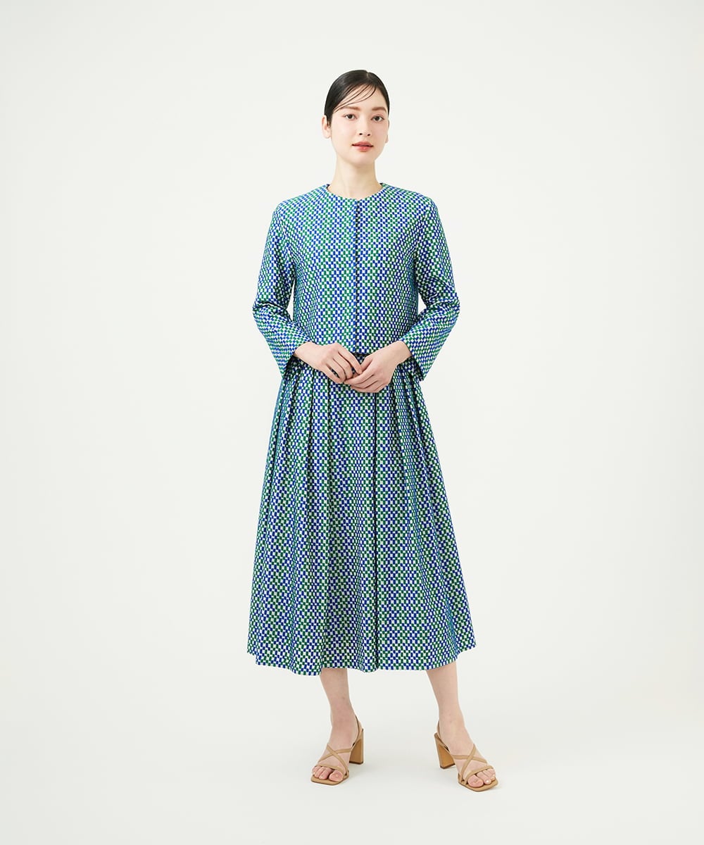 GBEYD05100 Sybilla(シビラ) スクエアドット刺繍ドレス ブルー系