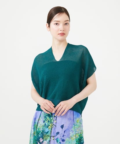 GBFHD30270 Sybilla ペーパーヤーンVネックフォルムニット