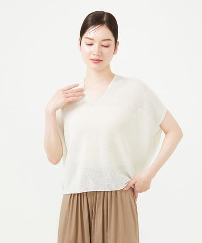 GBFHD30270 Sybilla ペーパーヤーンVネックフォルムニット
