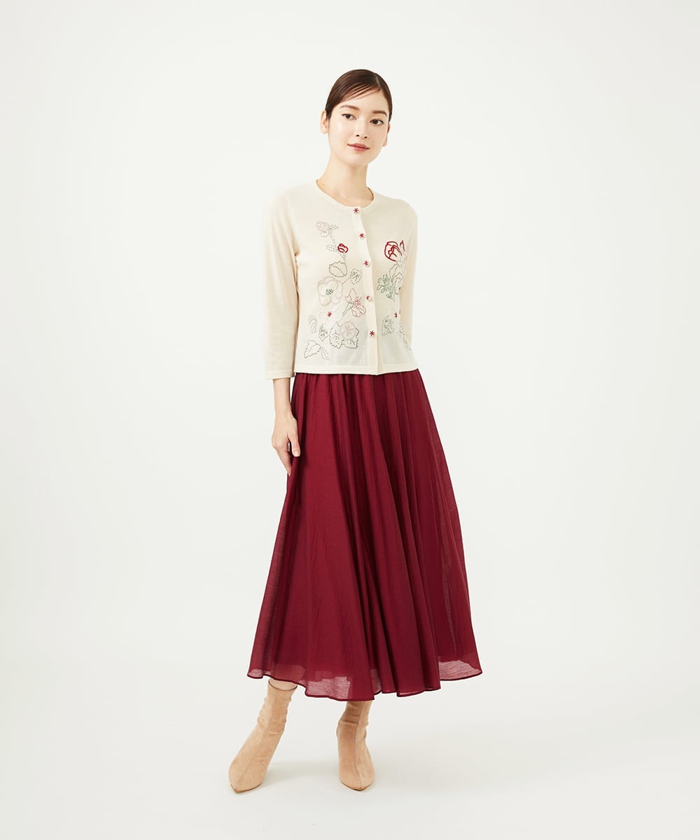 GBHAE42250 Sybilla(シビラ) シアークリンクルスカート ダークレッド