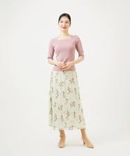 GBHED01700 Sybilla(シビラ) ドットフラワー刺繍スカート ライトベージュ