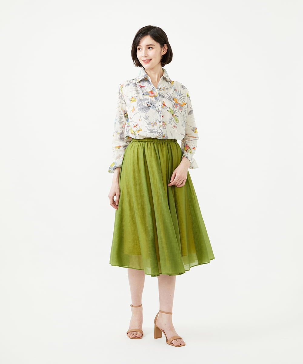 GBHGD42250 Sybilla(シビラ) シアークリンクルスカート グリーン