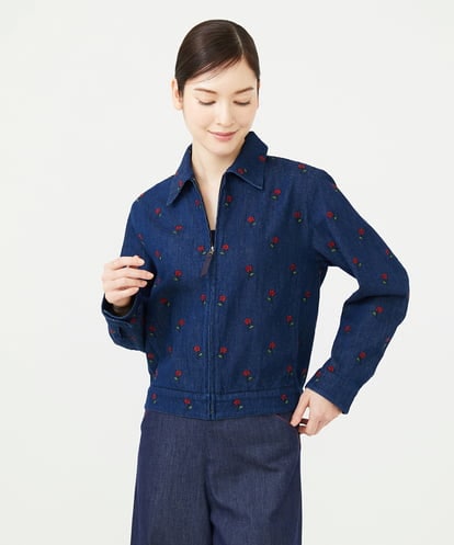 GBJAG60540 Sybilla ローズ刺繍デニムジャケット