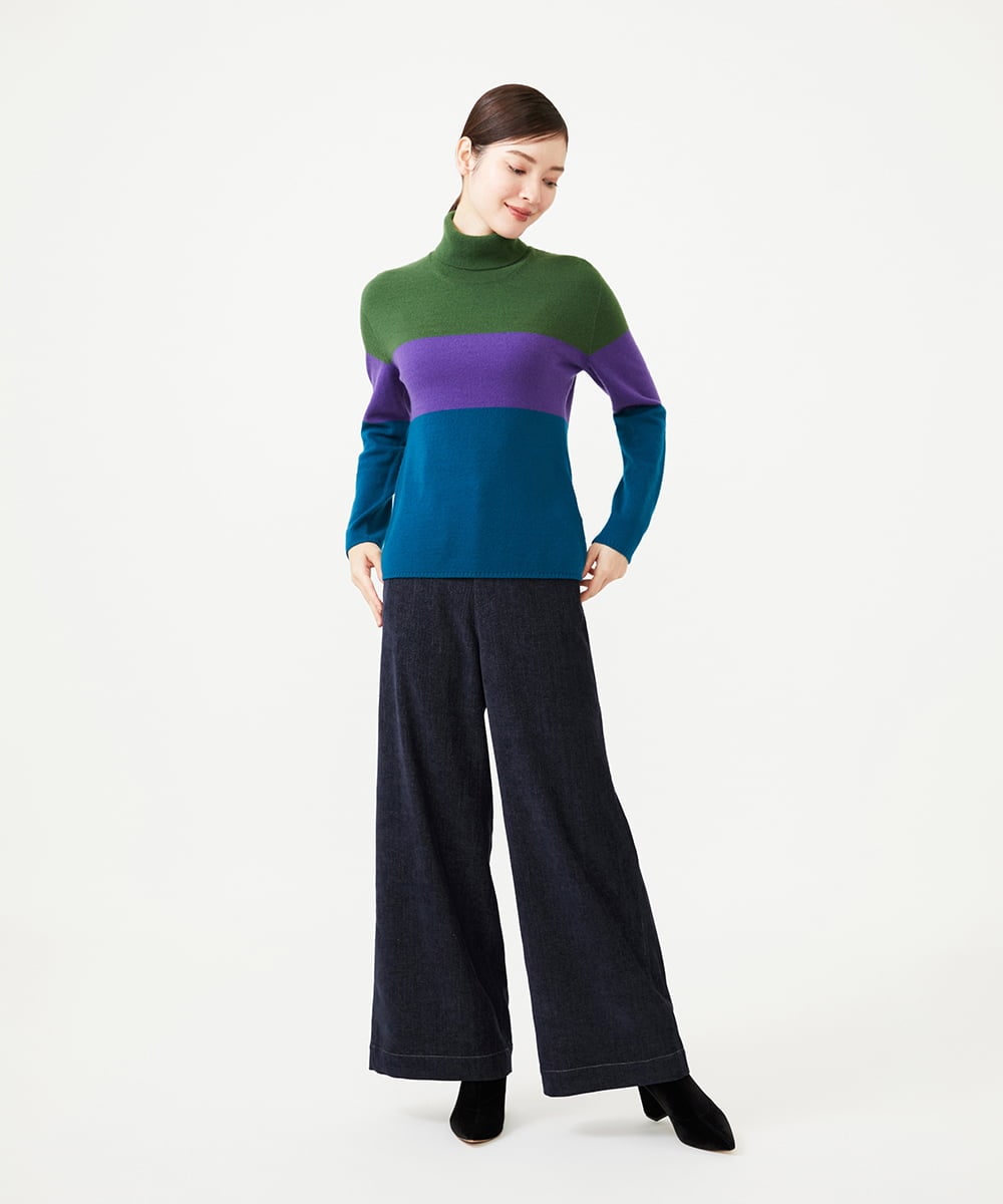 GBLAH35330 Sybilla(シビラ) モールデニムワイドパンツ ダークネイビー
