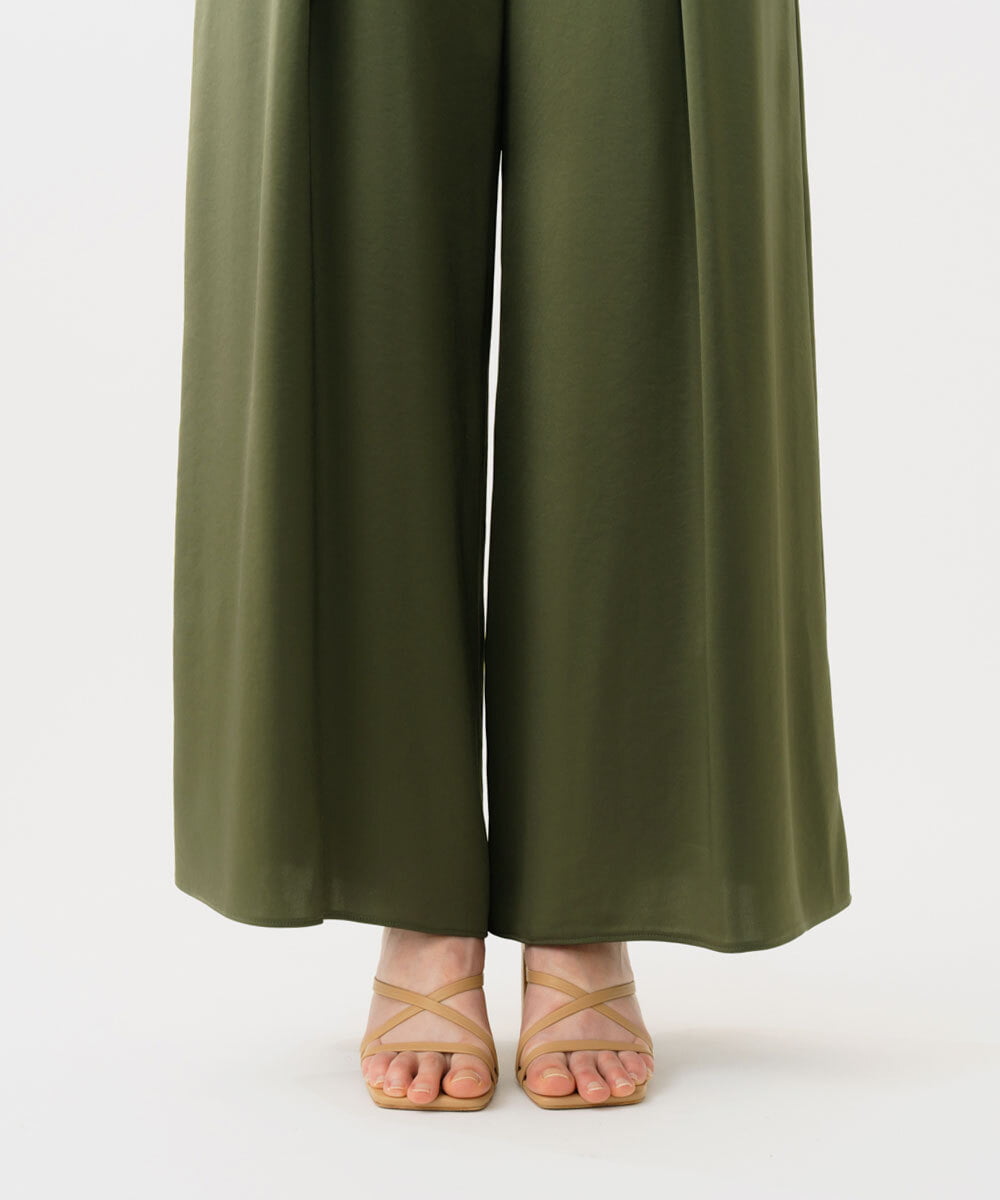 GBLGD40360 Sybilla(シビラ) サテンタックパンツ カーキ