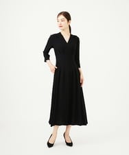 GDEAD22420 Sybilla(シビラ) タッキングデザインドレス（7分袖） ブラック