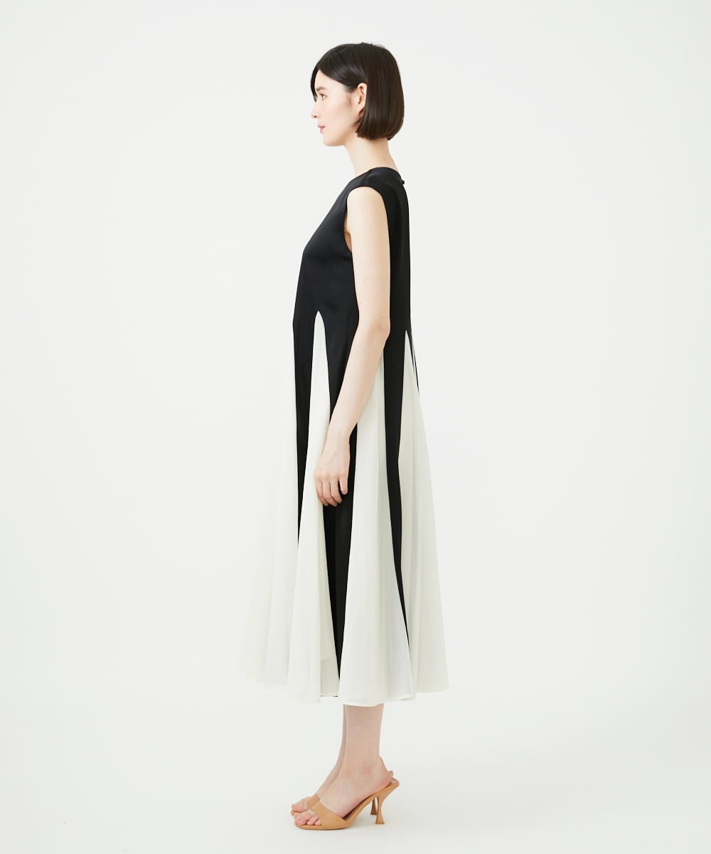 GDEGF07900 Sybilla(シビラ) サテン切り替えドレス ブラック×ホワイト
