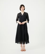 GDEGF21700 Sybilla(シビラ) シアーパイピングドレス ブラック