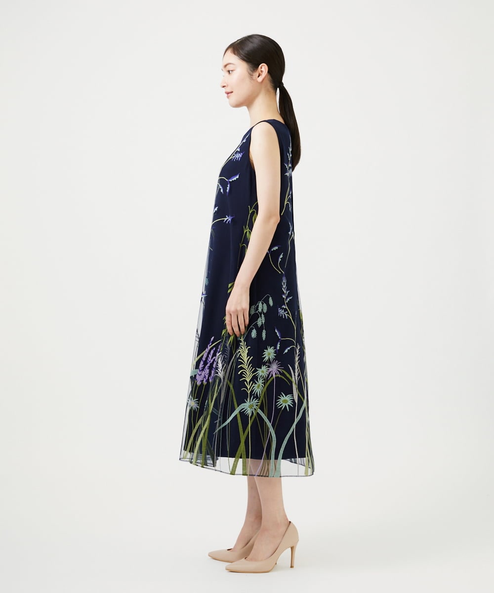 GDPGD90800 Sybilla(シビラ) リーフ刺繍チュールドレス ネイビー