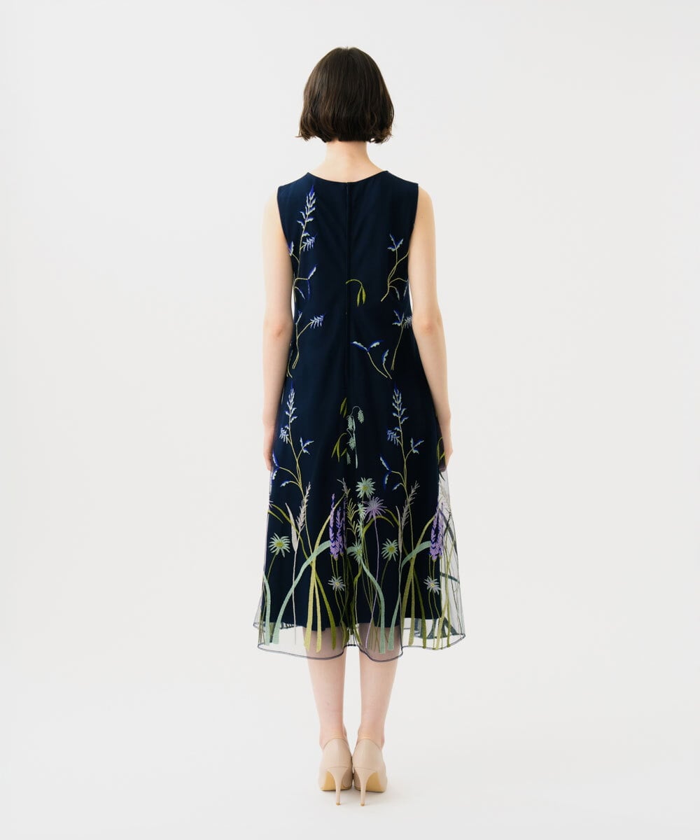 GDPGE90800 Sybilla(シビラ) リーフ刺繍チュールドレス ネイビー