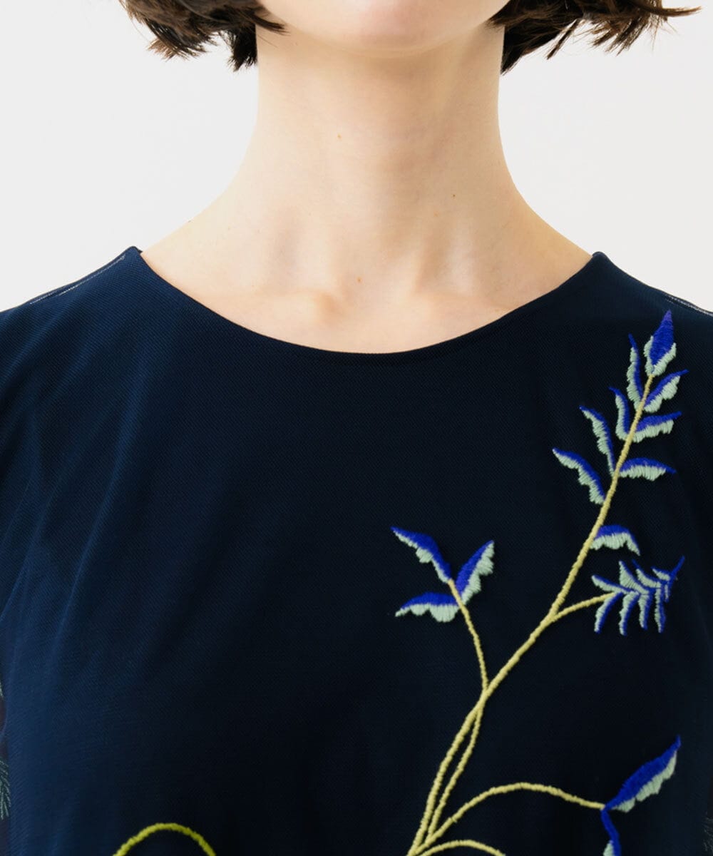 GDPGE90800 Sybilla(シビラ) リーフ刺繍チュールドレス ネイビー